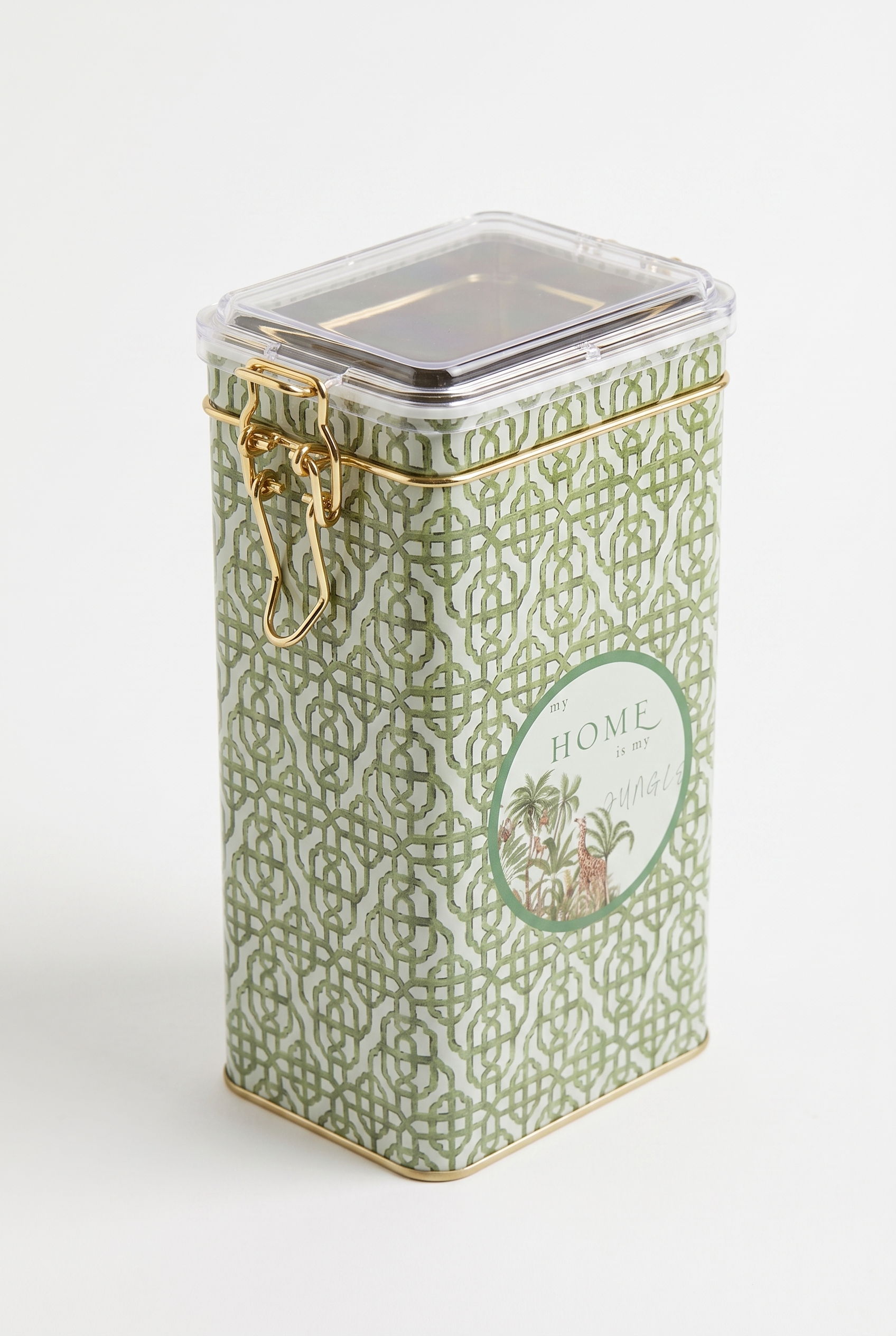 Forest Green Home Şeffaf Kilitli Kapak Metal Kutu - 1,3 lt / 75x100x190 mm — Dikdörtgen Kutular — görsel 3 / 3 — Tinbox