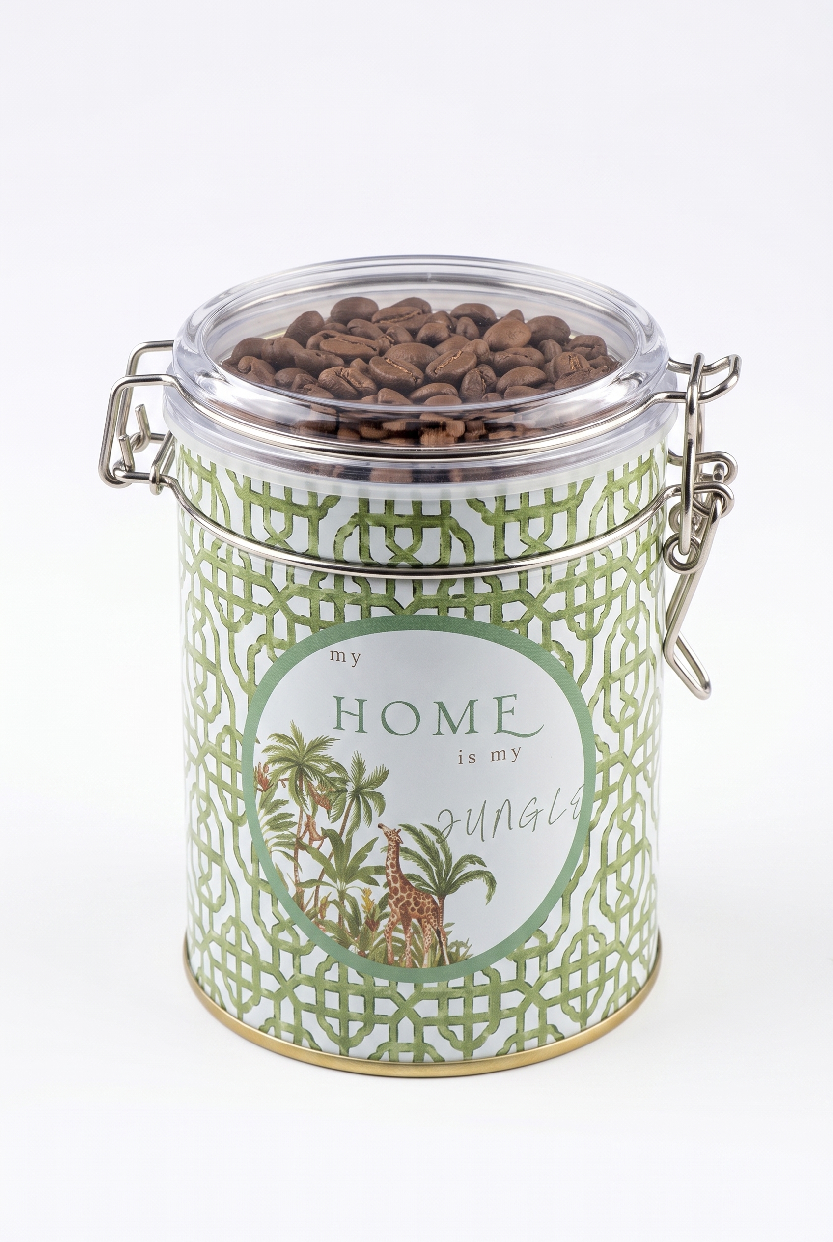 Forest Green Home Yuvarlak Şeffaf Kilitli Kapak Metal Kutu - 0,6 lt / Ø90x110 mm — Yuvarlak Kutular — görsel 3 / 3 — Tinbox